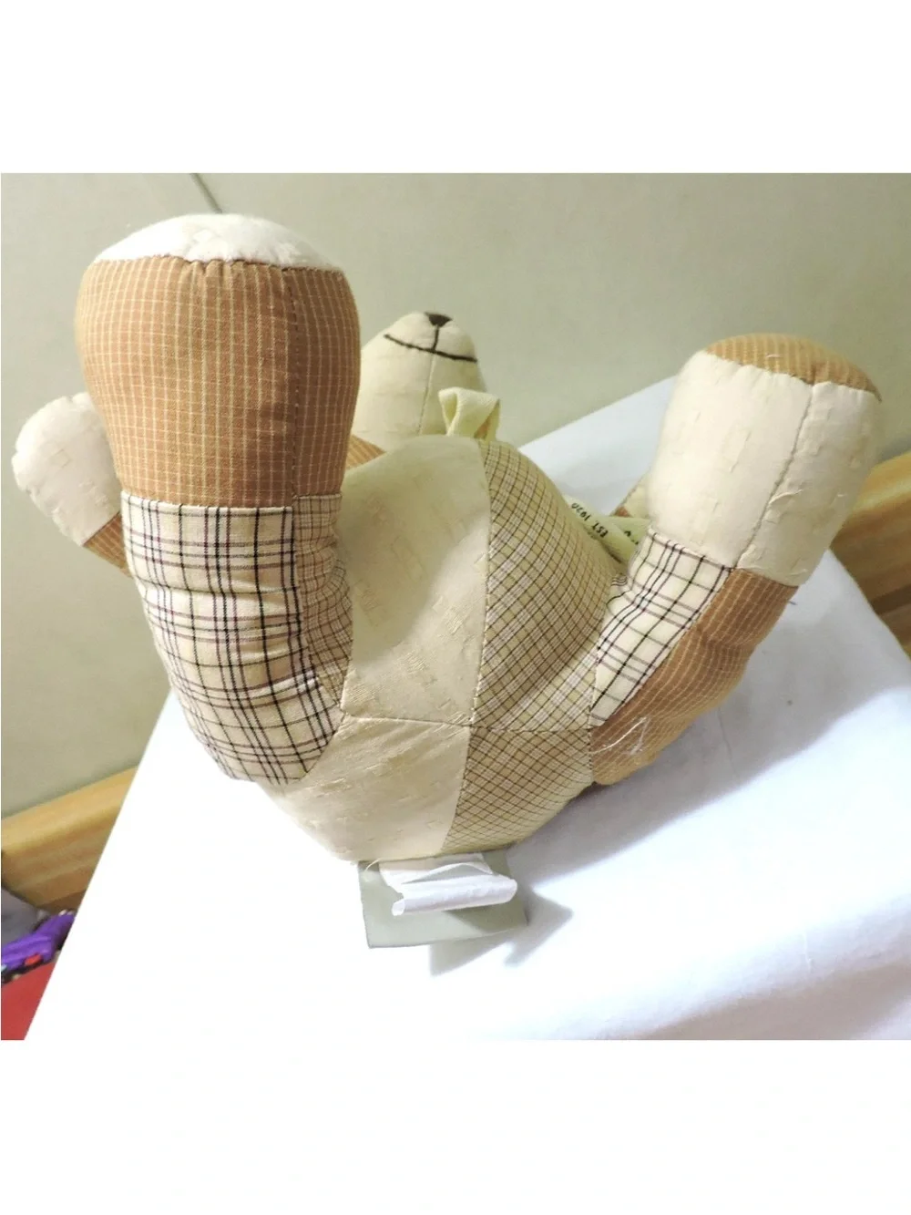 Eddie Bauer Patchwork Beige & Cream Teddy Bear